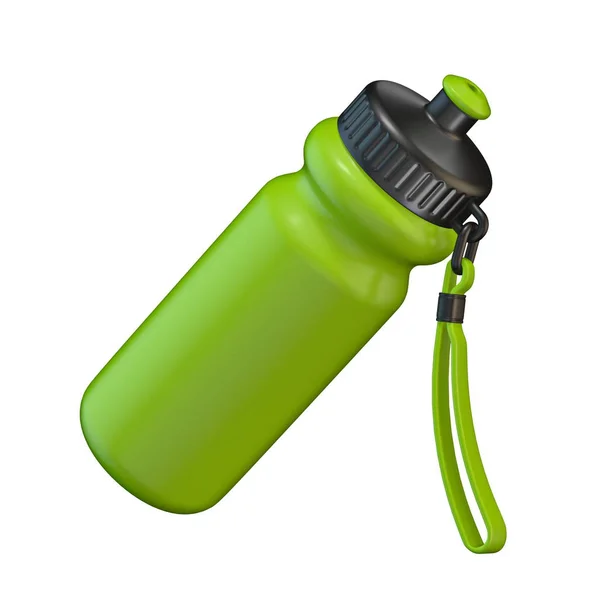 Verde deporte plástico botella de agua standin —  Fotos de Stock