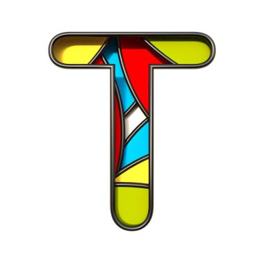 Çok renkli katmanlar yazı tipi T harfi 3d