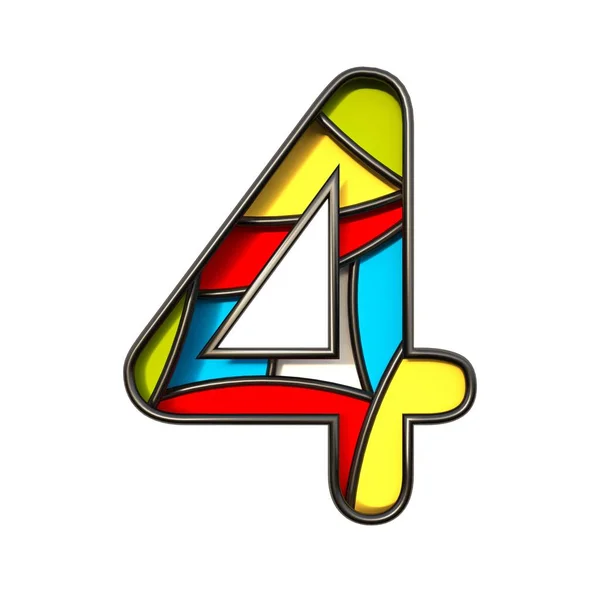 Multi Color lagen lettertype nummer 4 4 3D — Stockfoto