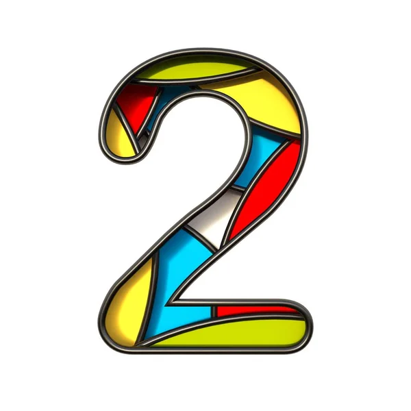 Multi color layers font Number 2 TWO 3D — Stock Photo, Image
