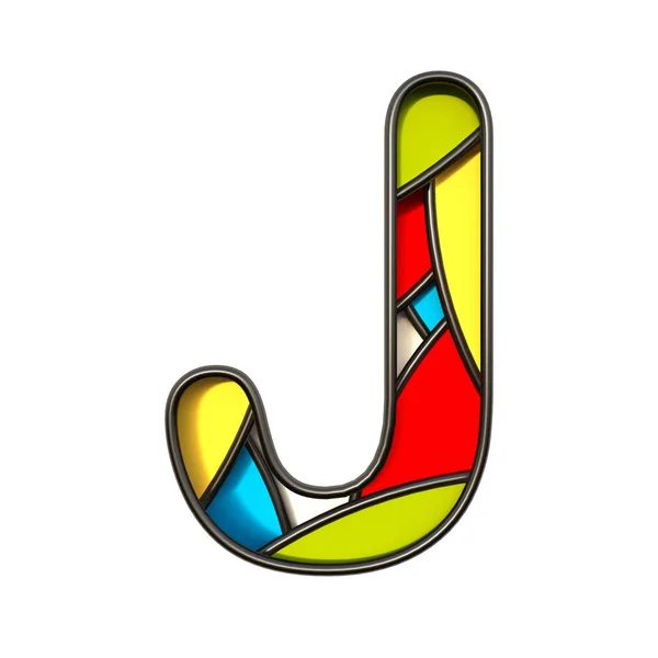 Multi färgskikt typsnitt bokstaven J 3D — Stockfoto