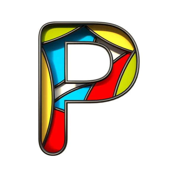 Multi Color lagen lettertype letter P 3D — Stockfoto