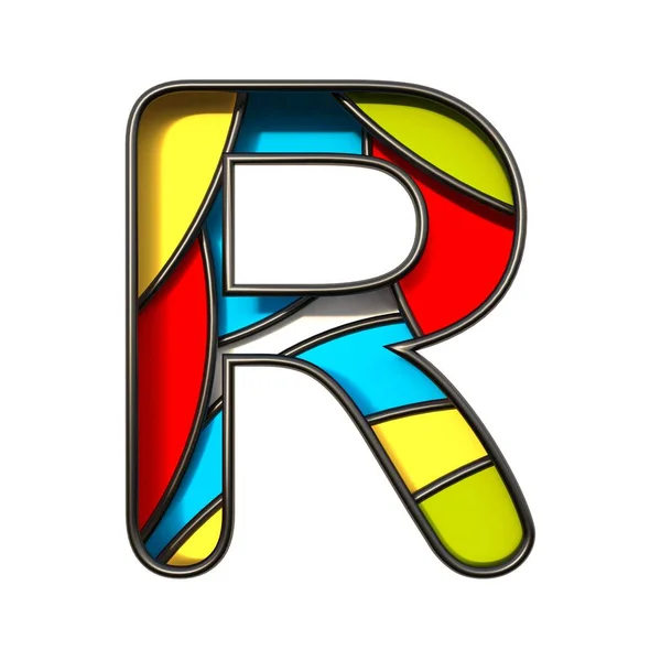 Multi color layers font Letter R 3D