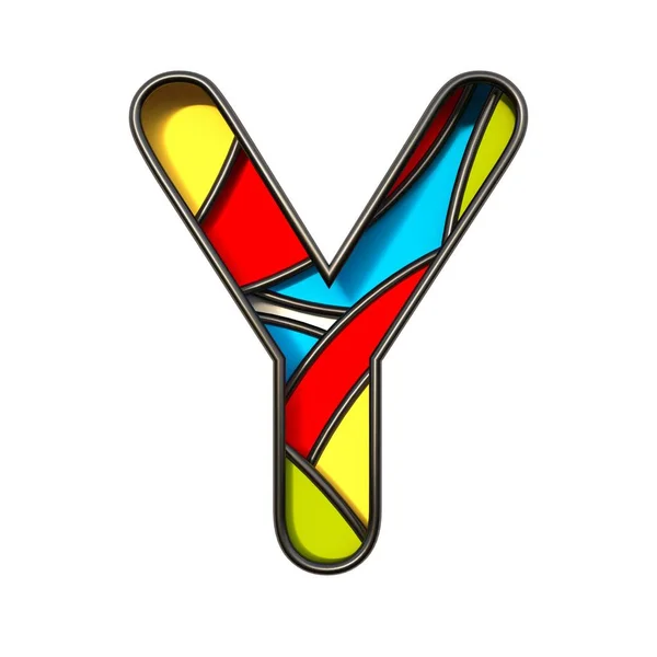 Çok renkli katmanlar yazı tipi Y Harfi 3d — Stok fotoğraf