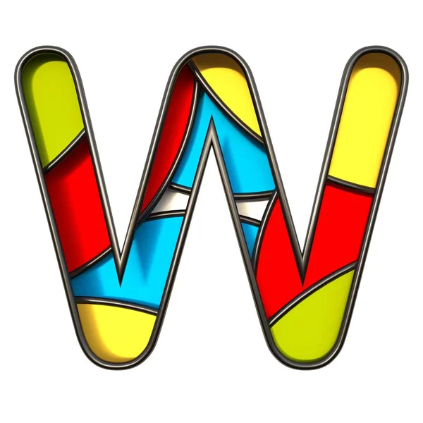 Multi color layers font Letter W 3D — Stock Photo, Image