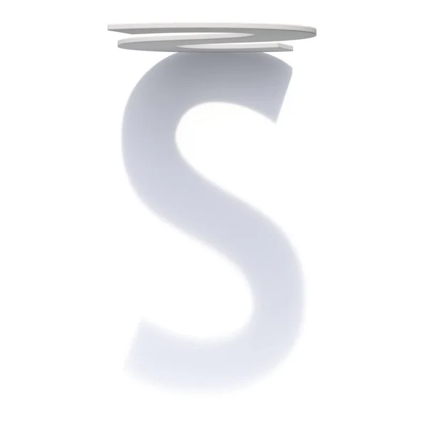 Vertical drop shadow font Letter S 3D