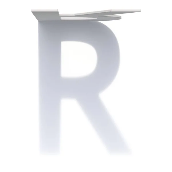 Písmo svislého vrženého stínu písmeno R 3D — Stock fotografie