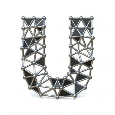 Tel düşük Poly siyah metal Font harfi U 3D