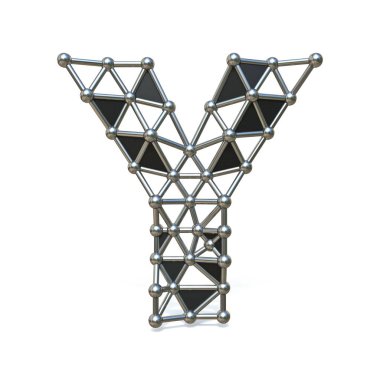 Tel düşük Poly siyah metal Font harfi Y 3D