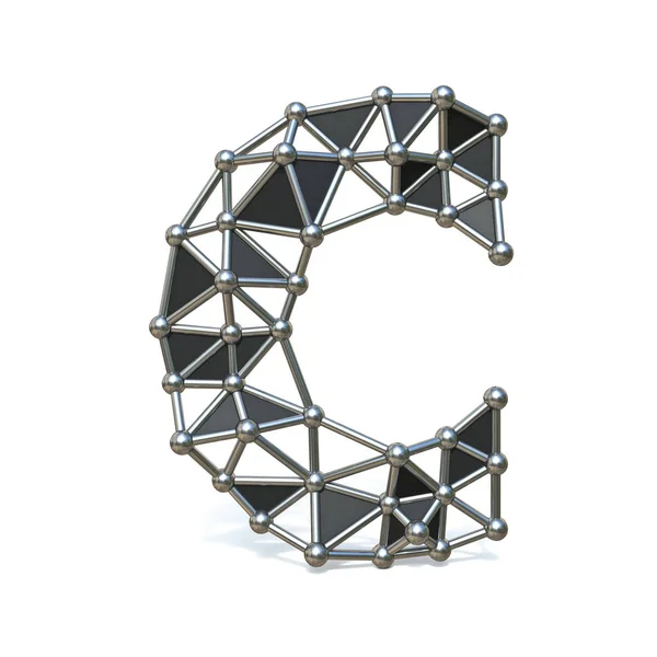 Filo basso poli metallo nero Font Letter C 3D — Foto Stock