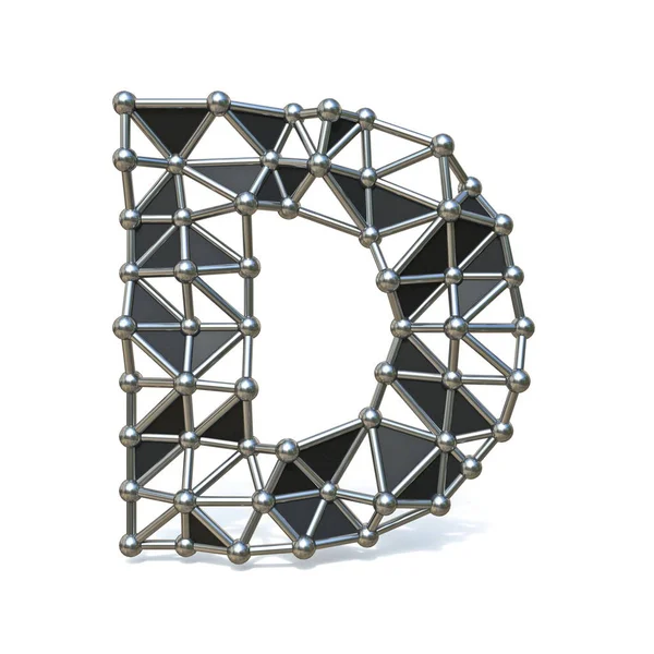 Filo basso poli metallo nero Font Letter D 3D — Foto Stock