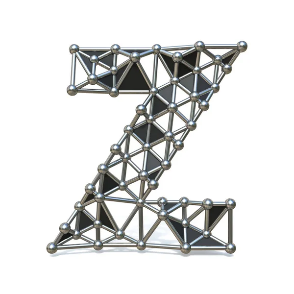 Huzal alacsony poli fekete fém font Letter Z 3D — Stock Fotó