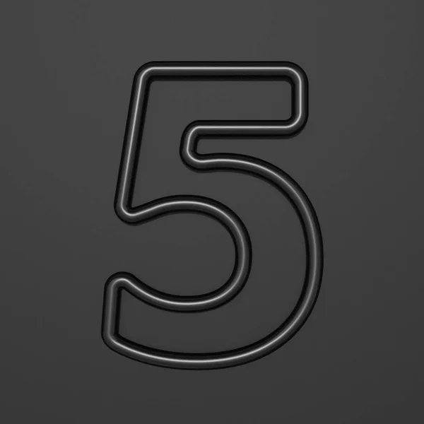 Schwarze Umrissschrift Nummer 5 fünf 3d — Stockfoto