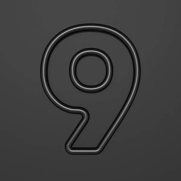 Black outline font Number 9 NINE 3D — Stock Photo, Image