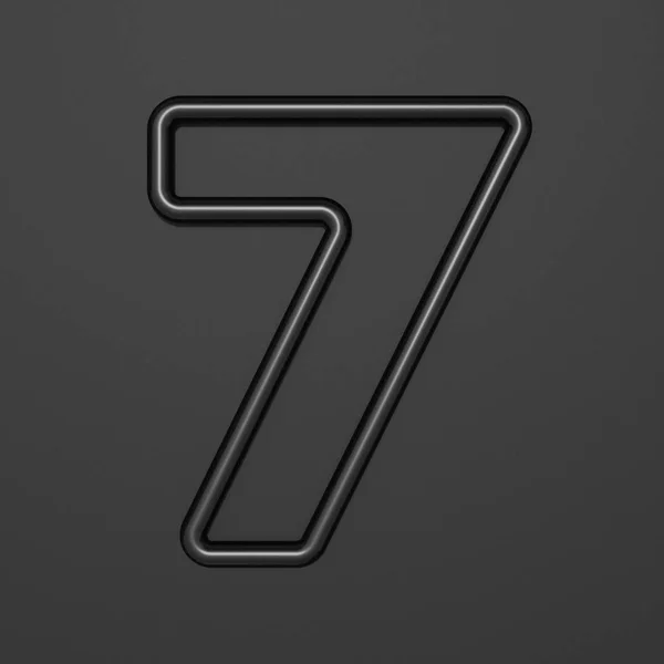 Μαύρη γραμματοσειρά περιγράμματος αριθμός 7 7 3D — Φωτογραφία Αρχείου