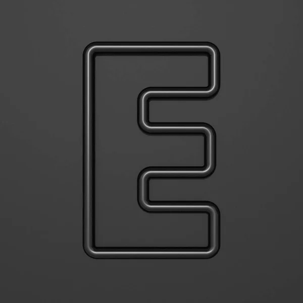 Czarna czcionka konturu litera E 3D — Zdjęcie stockowe