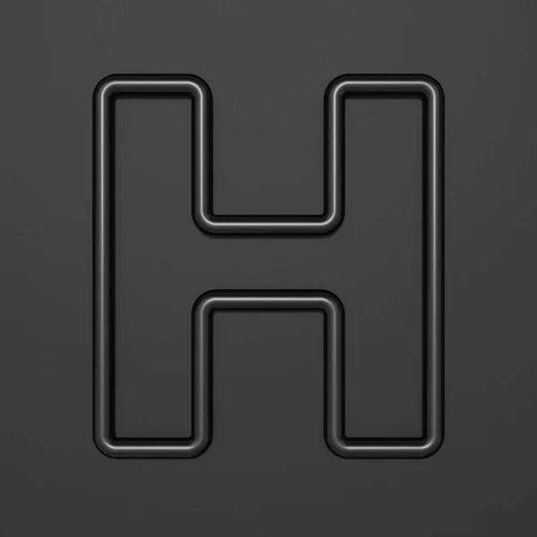 Zwarte omtrek lettertype letter H 3D — Stockfoto