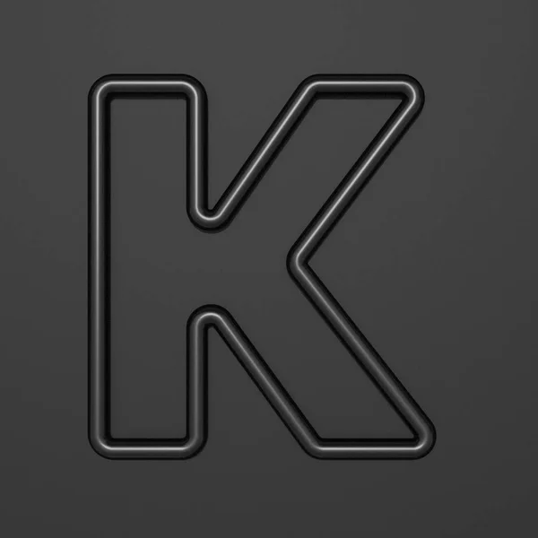 Svart kontur tecken bokstav K 3D — Stockfoto