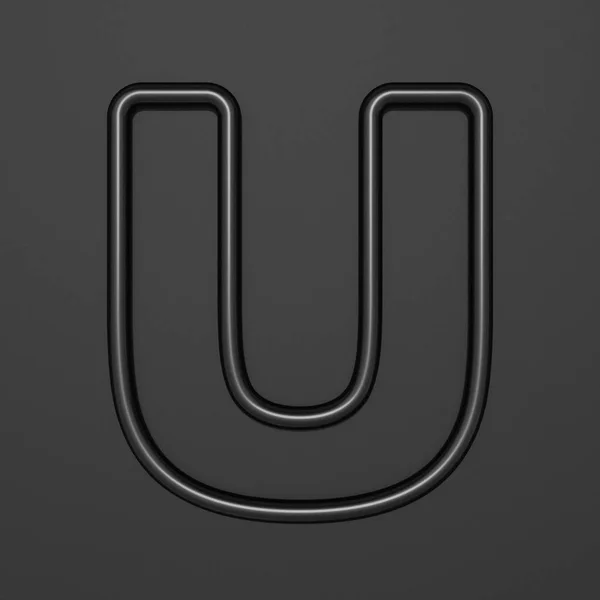 Siyah anahat yazı tipi U 3d Harfi — Stok fotoğraf