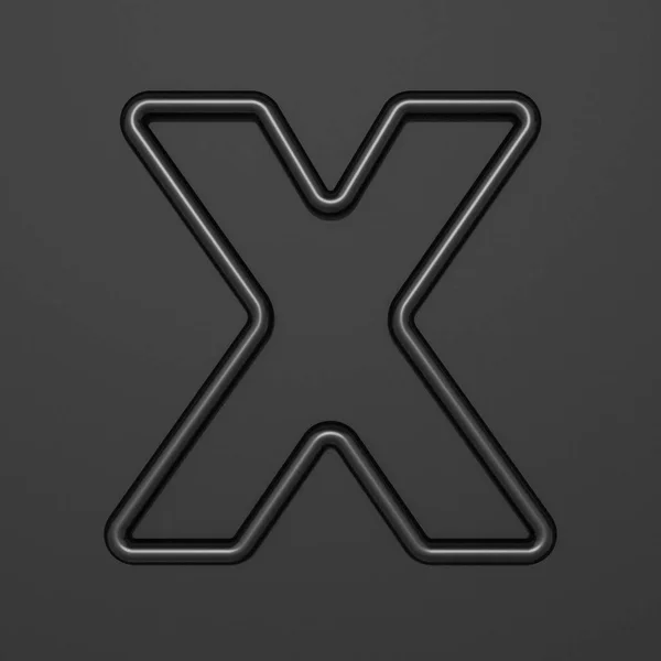 Písmo černé osnovy písmeno X 3D — Stock fotografie