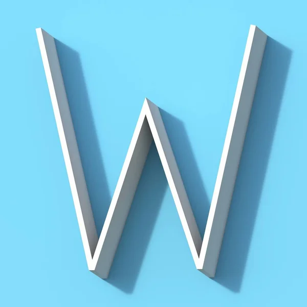 Line font with shadow Letter W 3D — Stock Photo, Image