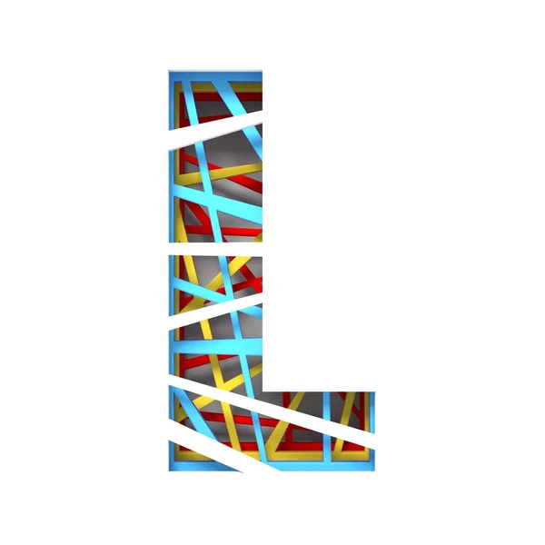 Färgglada papper klippa ut typsnitt bokstaven L 3D — Stockfoto
