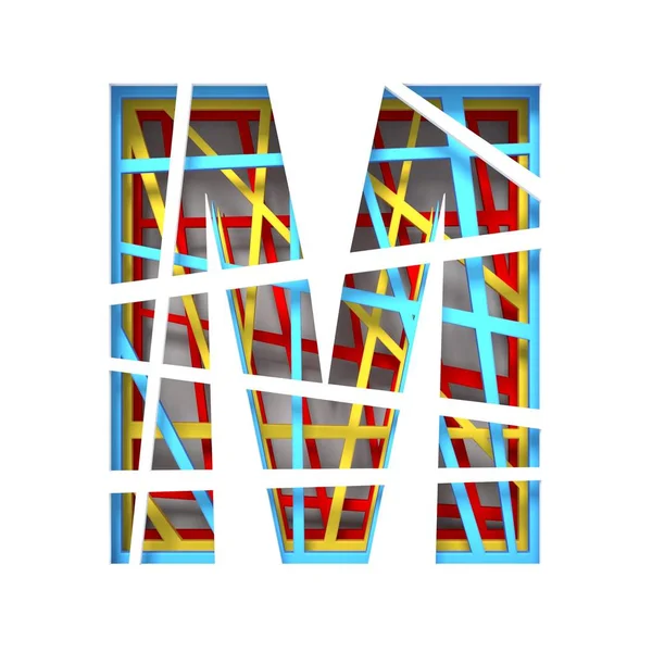 Kolorowy papier wyciąć czcionkę litera M 3D — Zdjęcie stockowe