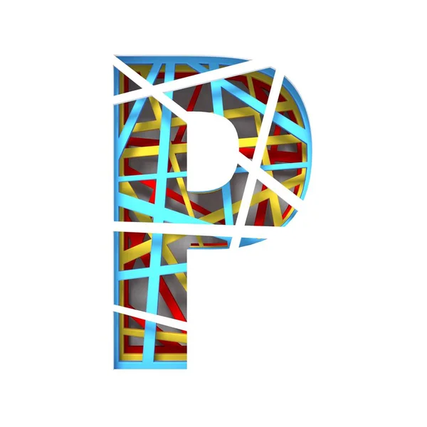 Papel colorido recortado letra letra P 3D — Fotografia de Stock