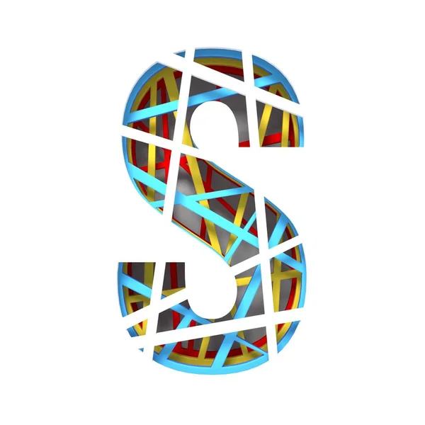 Färgglada papper skära ut typsnitt bokstaven S 3D — Stockfoto
