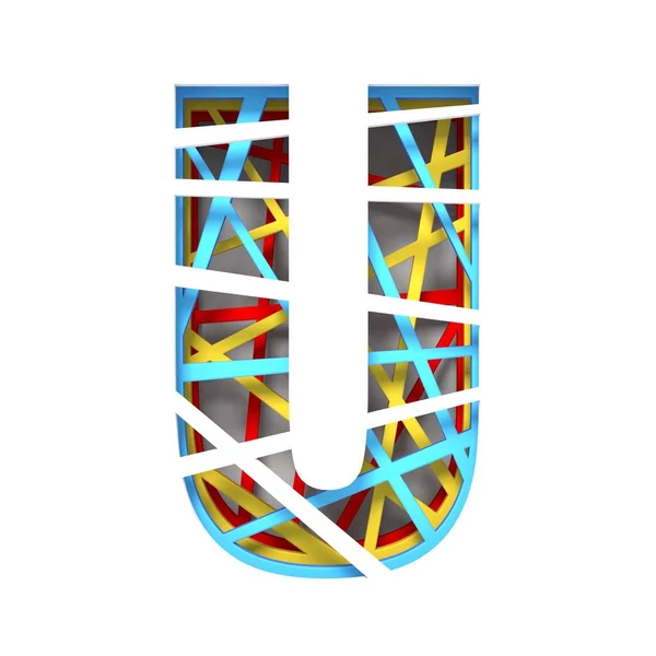 五颜六色的纸剪出字体字母 U 3d — 图库照片