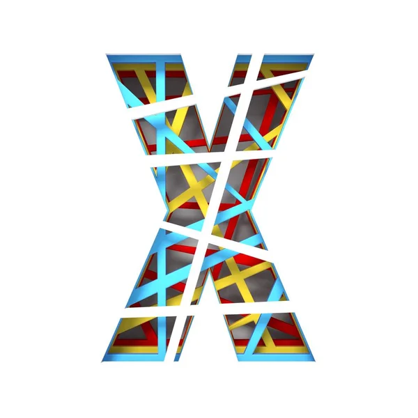 Papel colorido recortado letra letra X 3D — Fotografia de Stock