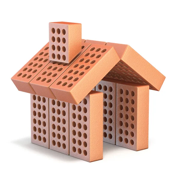 Small house sign made of bricks 3D — Stock Photo, Image