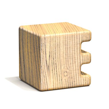 Masif ahşap küp yazı tipi E harfi 3d