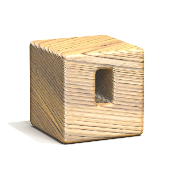 Fonte de cubo de madeira maciça número 0 zero 3D — Fotografia de Stock