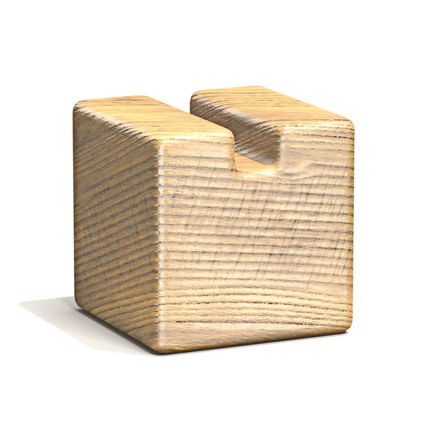 Суцільний дерев'яний куб шрифт Літера U 3D — стокове фото