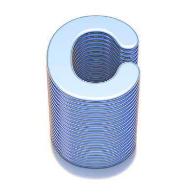 Mavi ekstrüde yazı tipi C harfi 3d