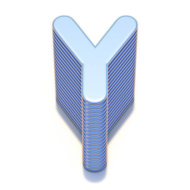 Mavi ekstrüde yazı tipi Y Harfi 3d