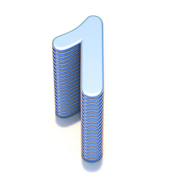 Blue extruded Number 1 ONE 3D — Stock Photo, Image