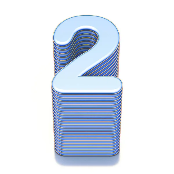 Blau stranggepresste Zahl 2 zwei 3D — Stockfoto