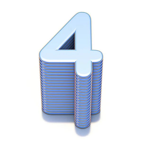 Azul extruido Número 4 CUATRO 3D — Foto de Stock