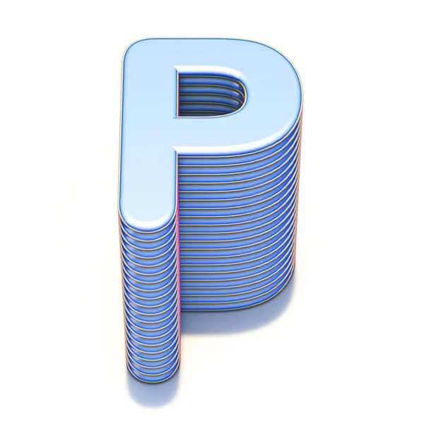 Blauwe geëxtrudeerde lettertype letter P 3D — Stockfoto