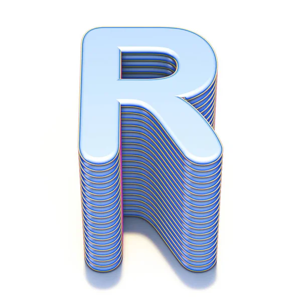 Blauwe geëxtrudeerde lettertype letter R 3D — Stockfoto