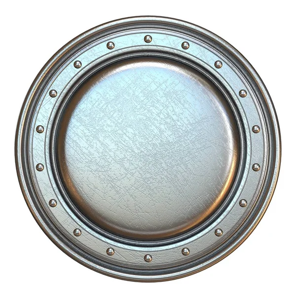 Escudo de metal simples forma redonda 3D — Fotografia de Stock