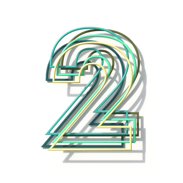 Caratteri di linea a tre colori Numero 2 DUE 3D — Foto Stock