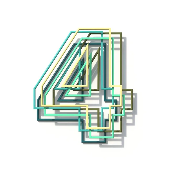 Three colors line font Number 4 FOUR 3D — Stock Photo, Image