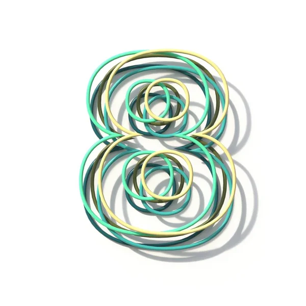 Fonte de linha de três cores Número 8 OITO 3D — Fotografia de Stock
