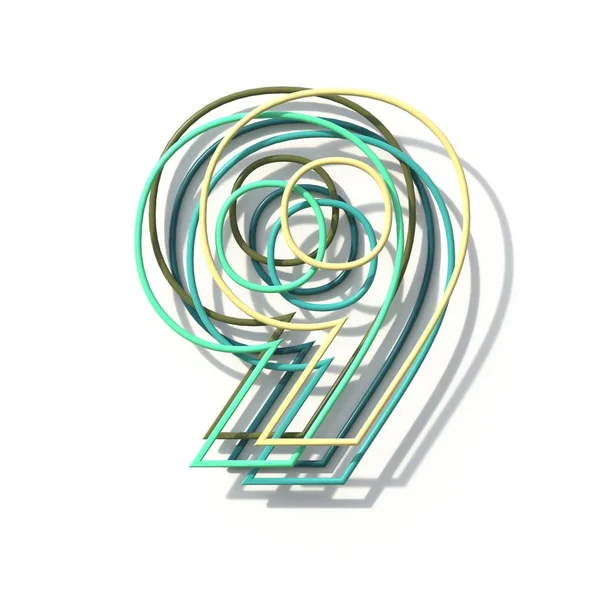 Caratteri di linea a tre colori Numero 9 NINE 3D — Foto Stock