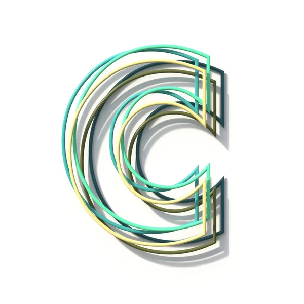 Drie kleuren lijn lettertype letter C 3D — Stockfoto