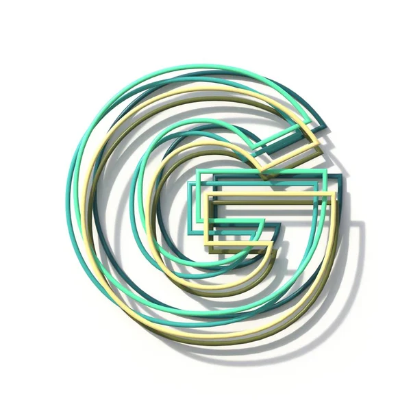 Três cores linha fonte letra G 3D — Fotografia de Stock
