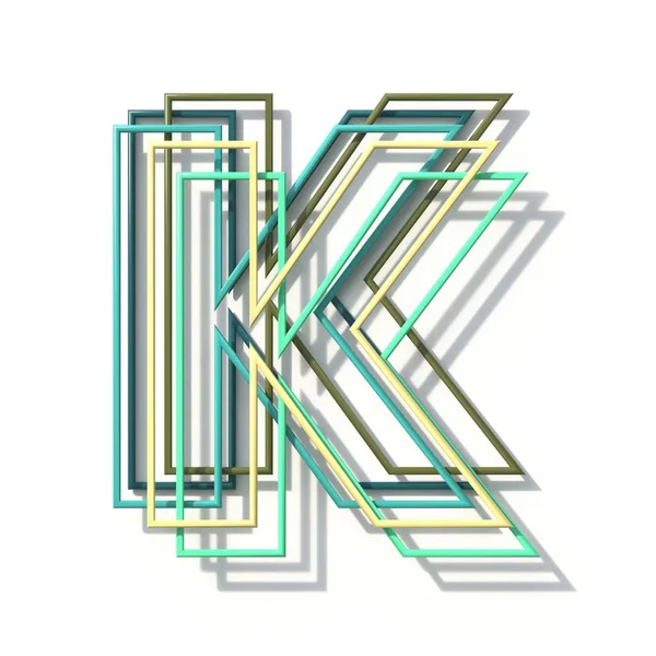 Trzy kolory linia czcionka litera K 3D — Zdjęcie stockowe